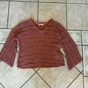 Elegant Mauve V-Neck Sweater